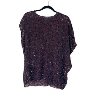 All Saints Hand Embellished Sequin Tunic Purple Size 2
